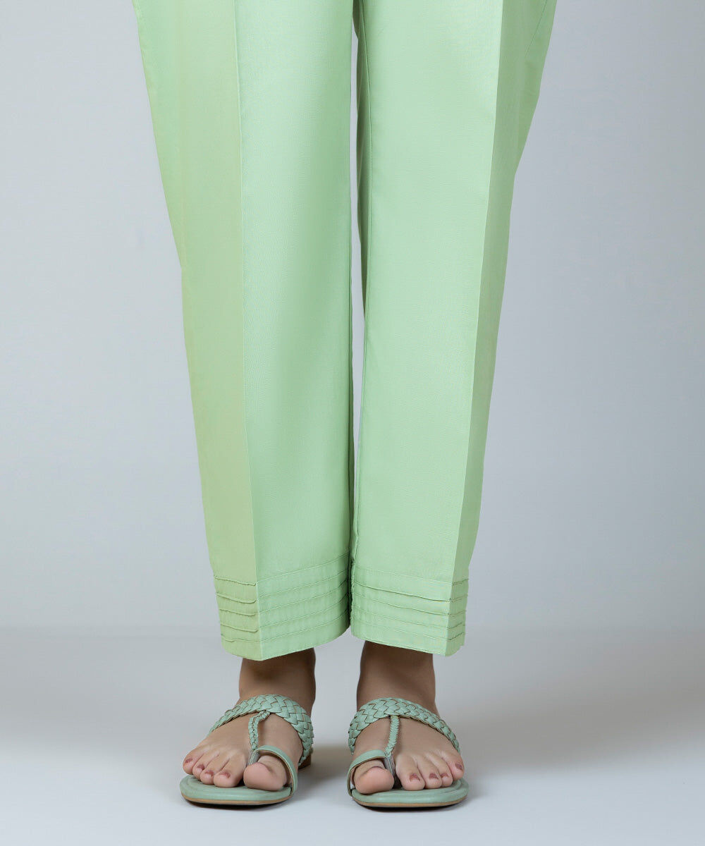 Women's Pret Cambric Green Dyed Straight Pants