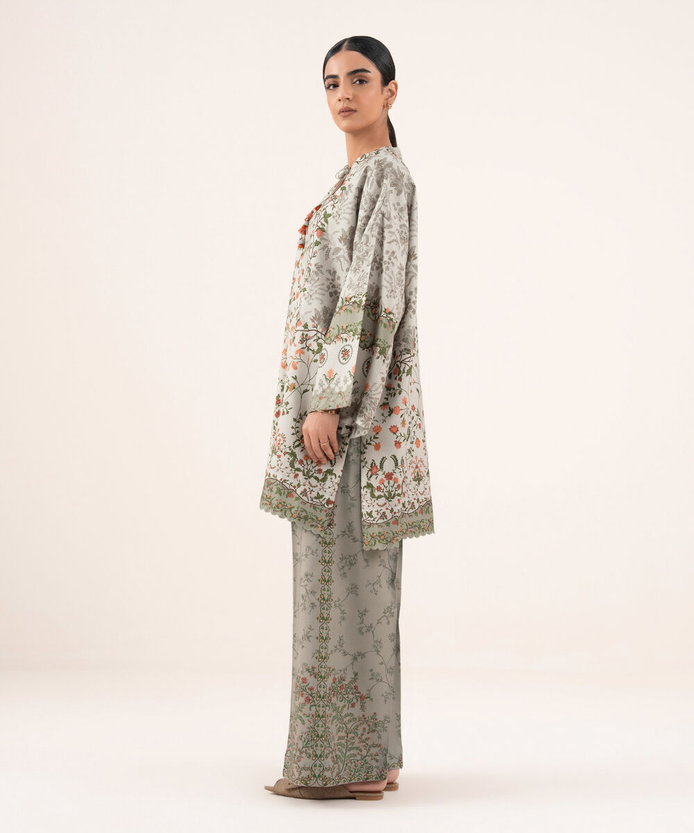 Women's Unstitched Viscose Khaddar Grey  3 Piece Suit