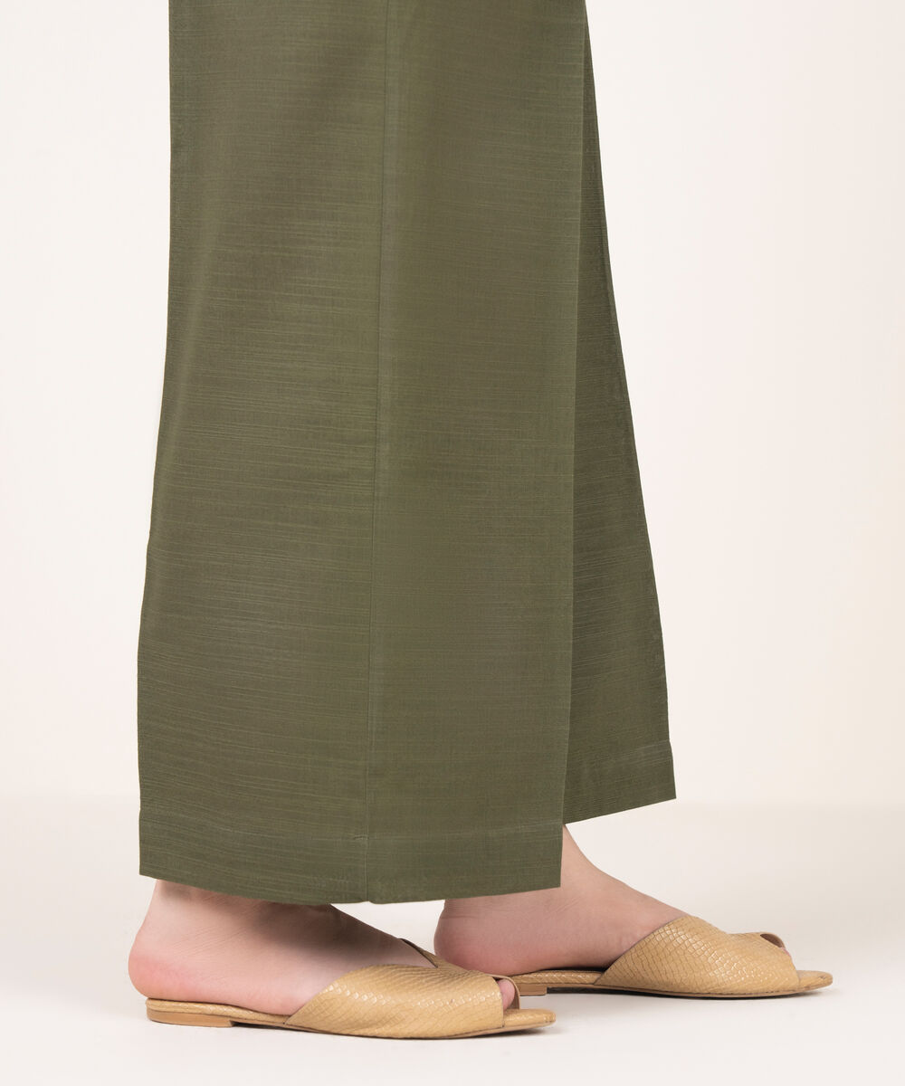 Women's RTW Khaddar Solid Green Culottes