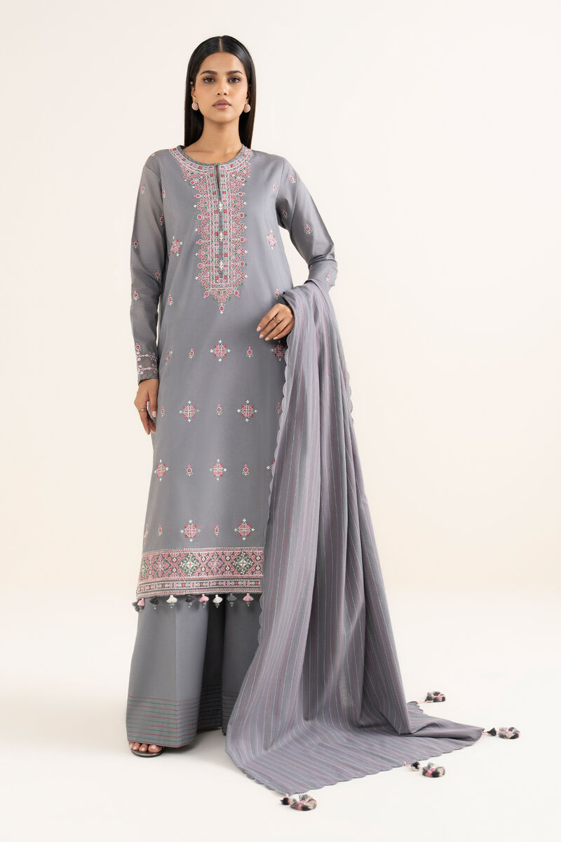 3 Piece - Embroidered Cotton Suit