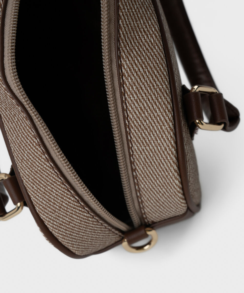 Women's Brown Short Handle Bag With Zip Clouser