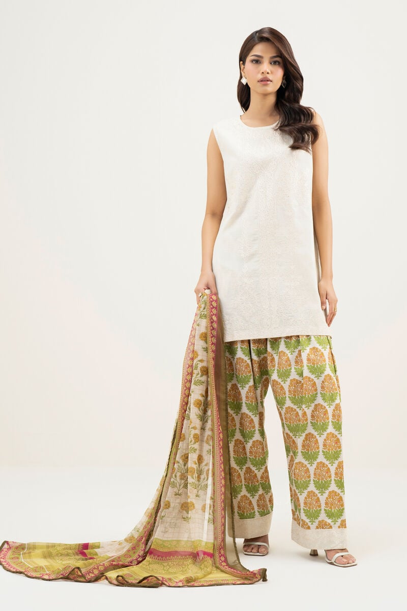 3 Piece - Embroidered Dobby Suit