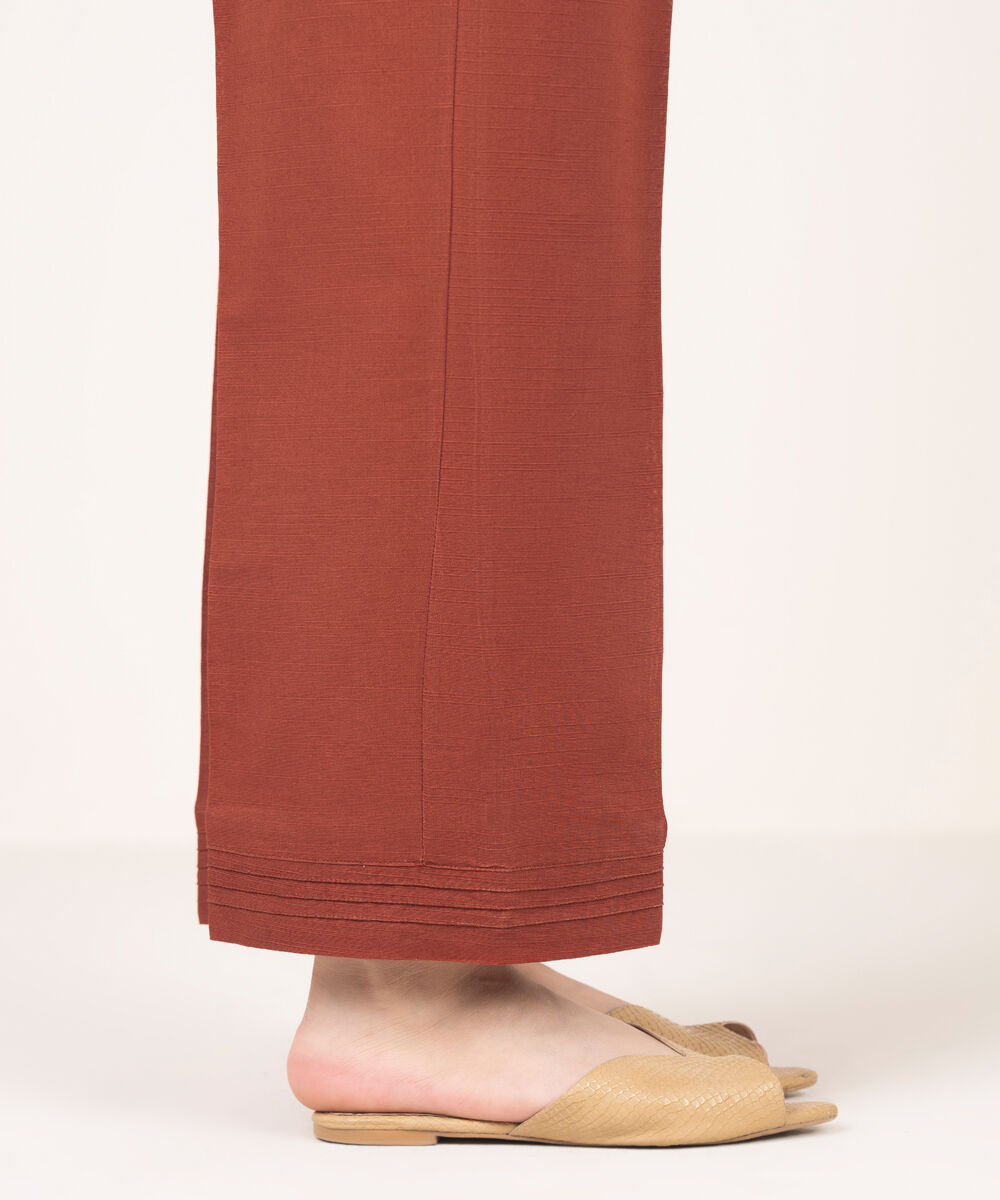 Women's RTW Khaddar Solid Rust Culottes