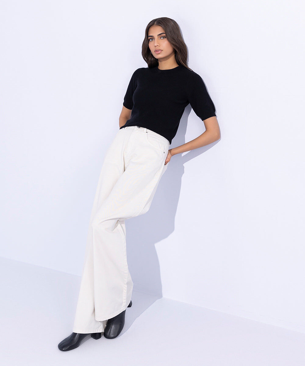 Women's  Black Twill Slouchy Trousers