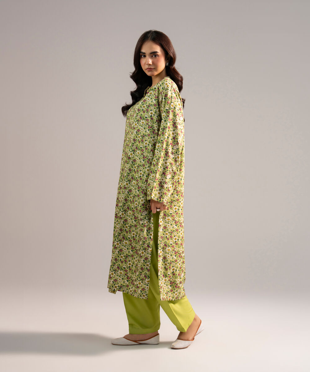 Women's RTW Arabic Lawn Printed Green 2 Piece Suit