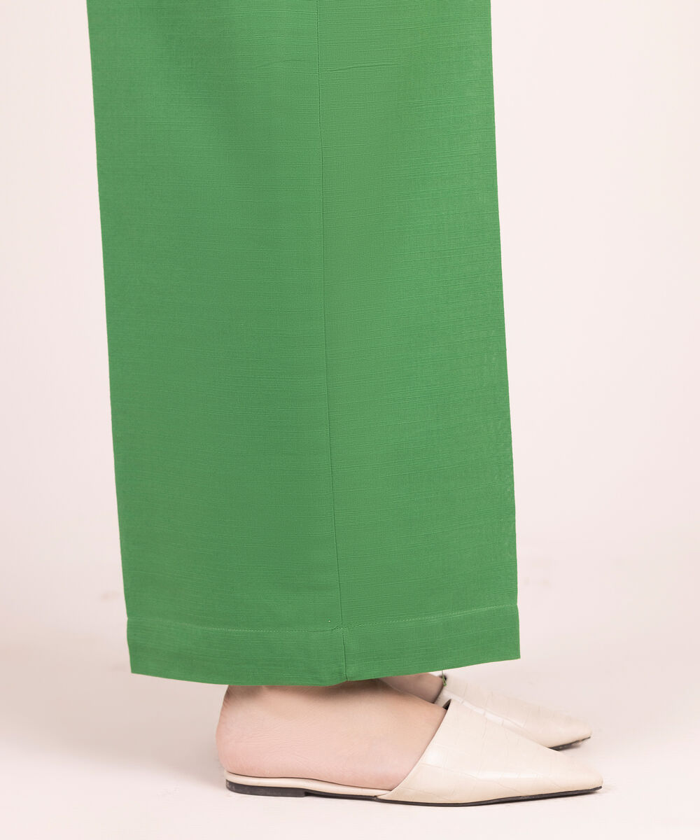 Women's RTW Khaddar Solid Green Culottes
