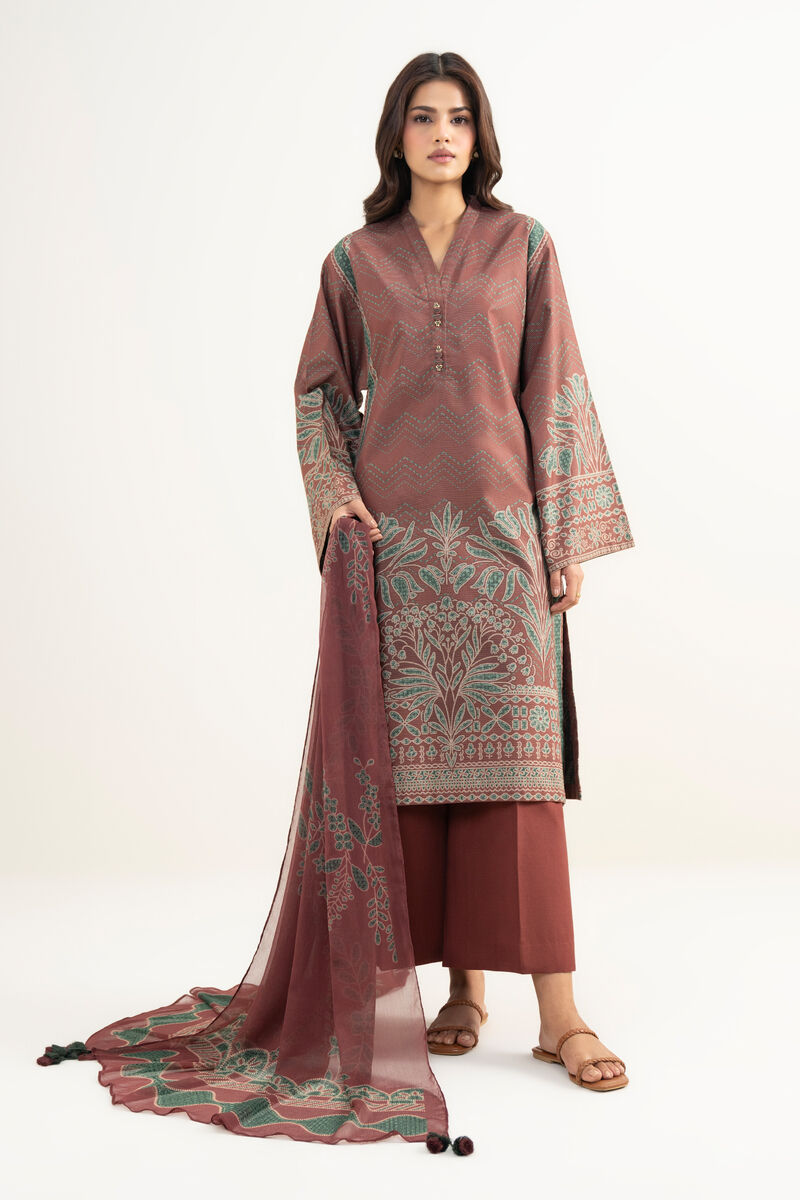 3 Piece - Printed Zari Lawn Suit