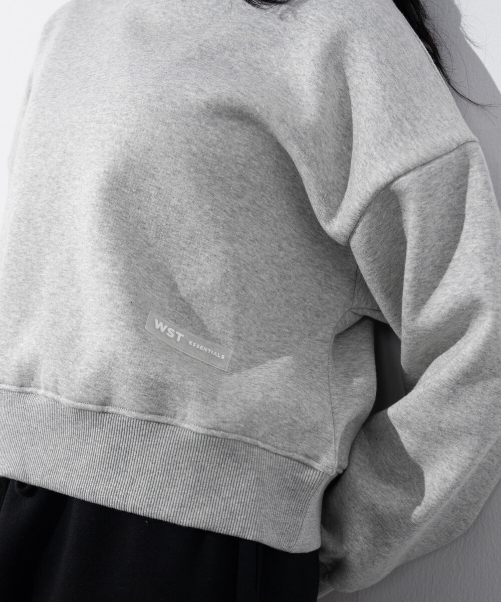 Women's Western Wear Grey Melange Cropped Fleece Sweatshirt