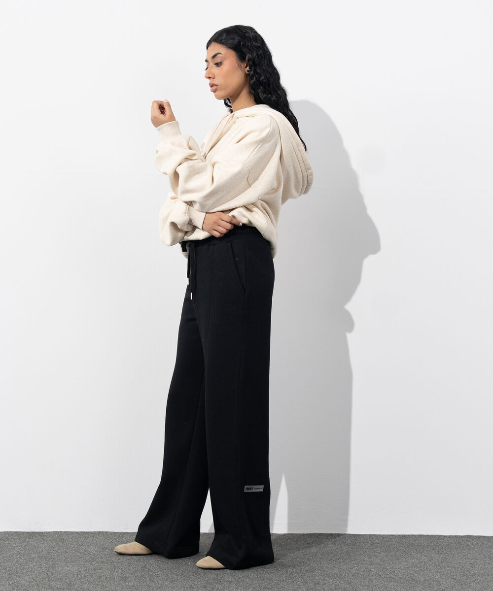 Women's Western Wear Black Pull-On Fleece Trousers