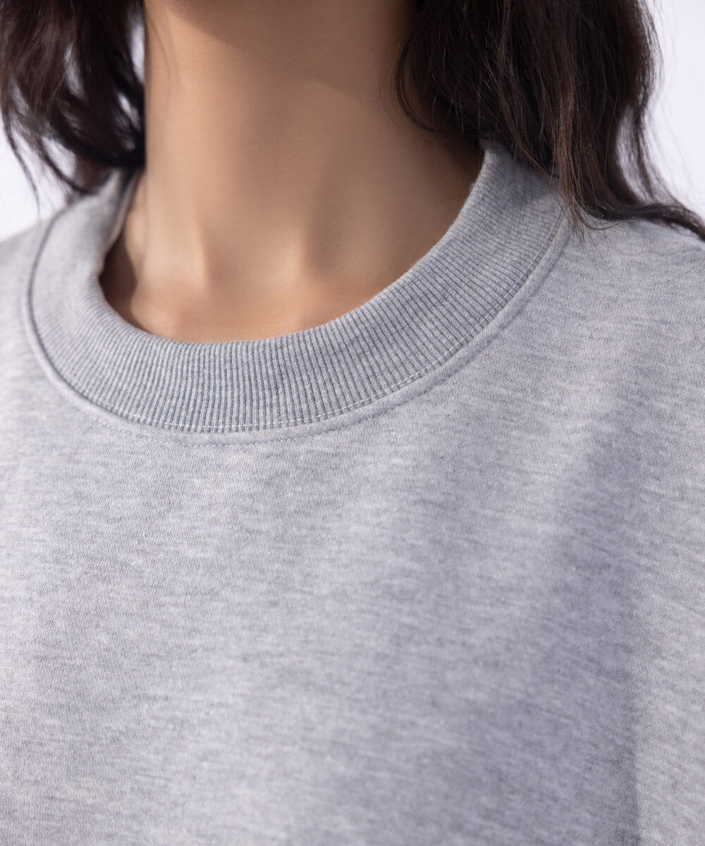 Woman - Grey Oversized Cropped Sweatshirt
