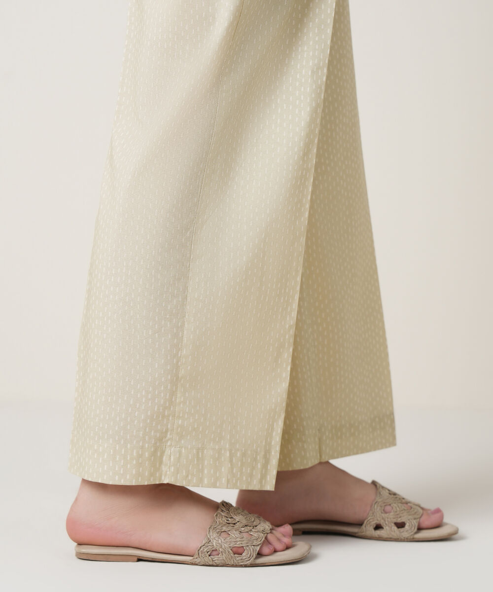 Women's RTW Cambric Off White Printed Trousers