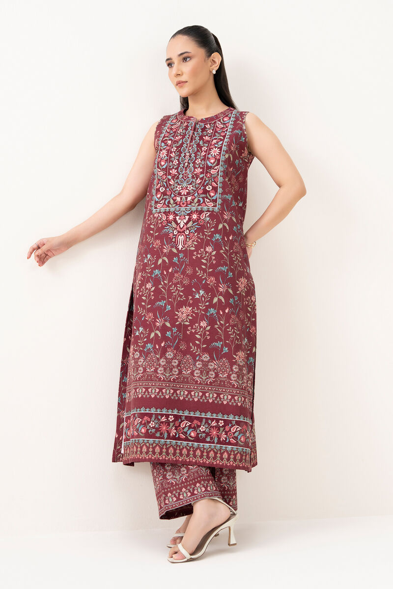 2 Piece - Embroidered Cotton Suit