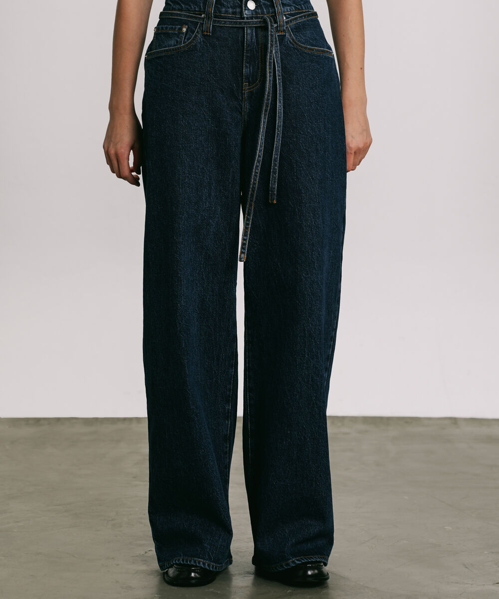 Women's Western Wear Blue Super Wide Leg Jeans