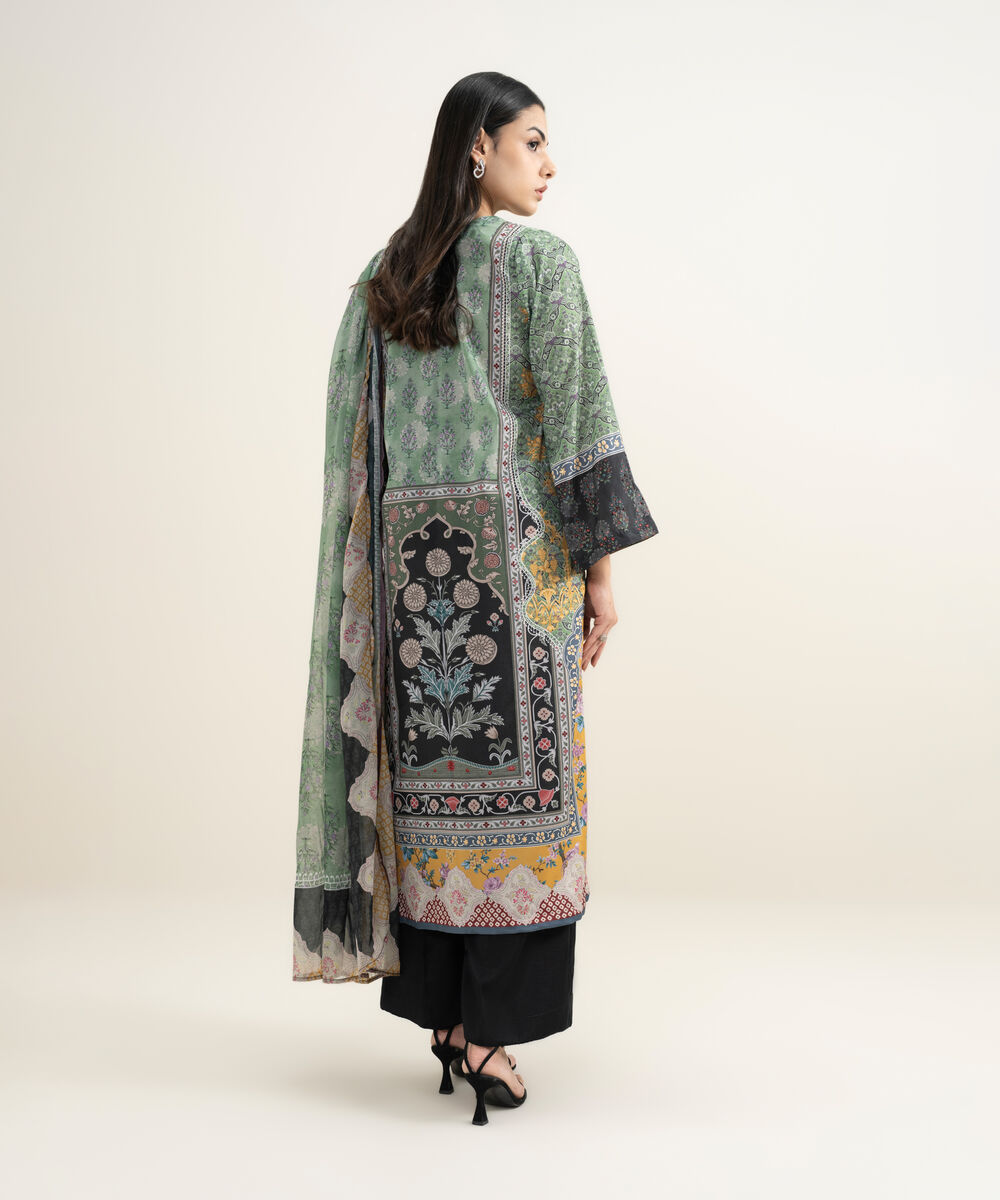 Women's RTW Blended Grip Silk Printed 3 Piece Suit