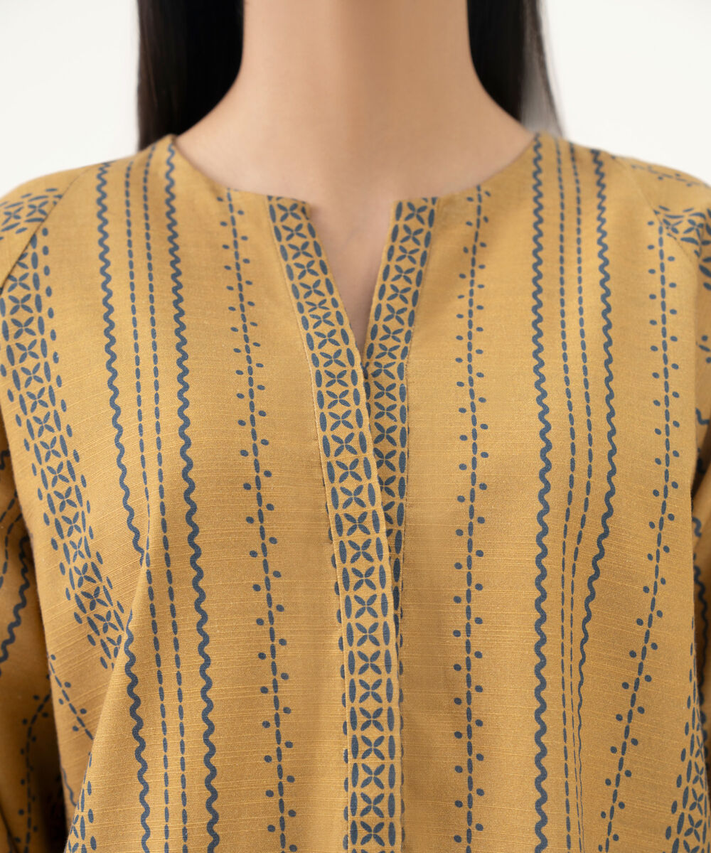 Women's Unstitched Light Khaddar Printed Brown 3 Piece Suit