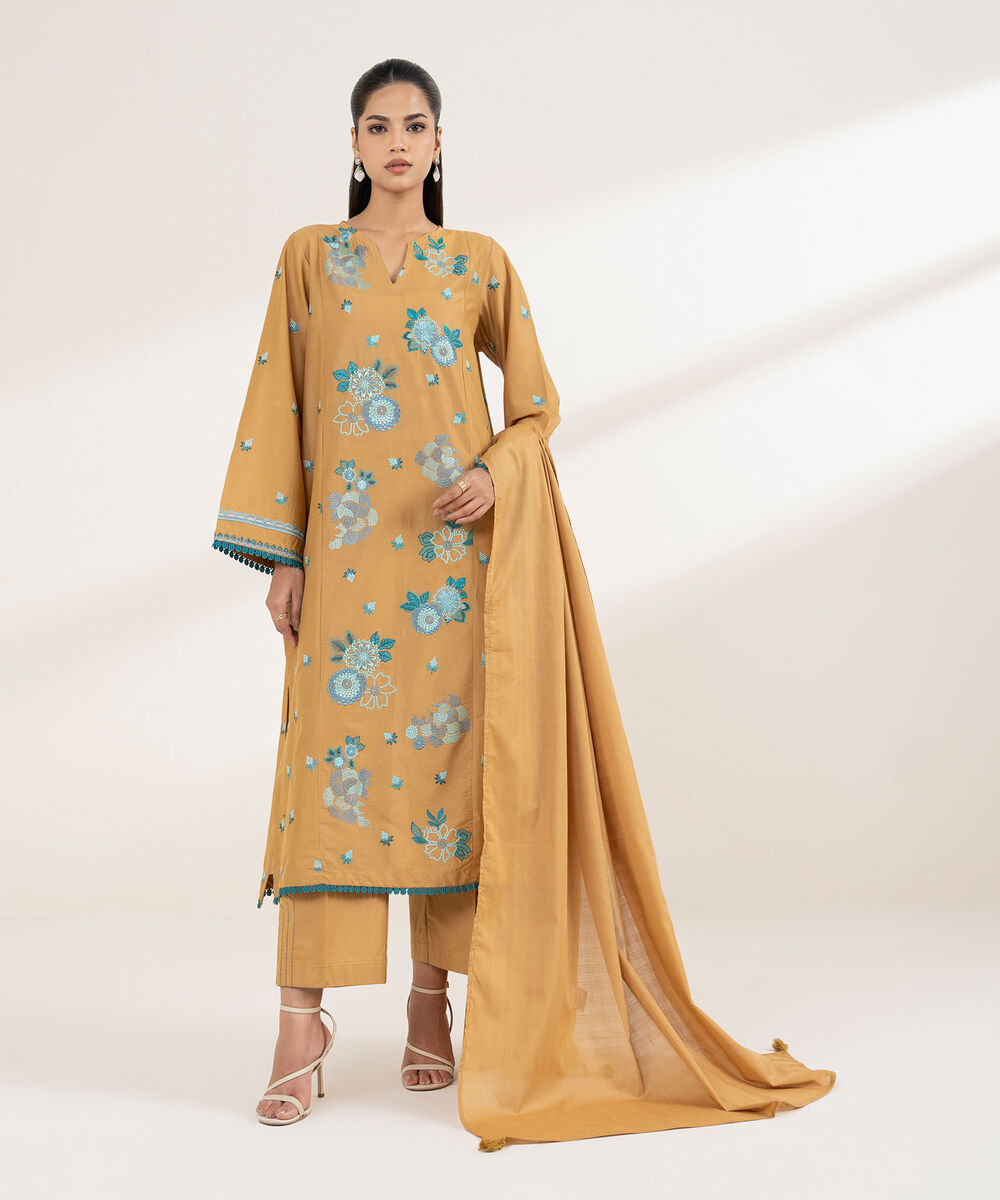 Textured Voile Orange Solid Dupatta