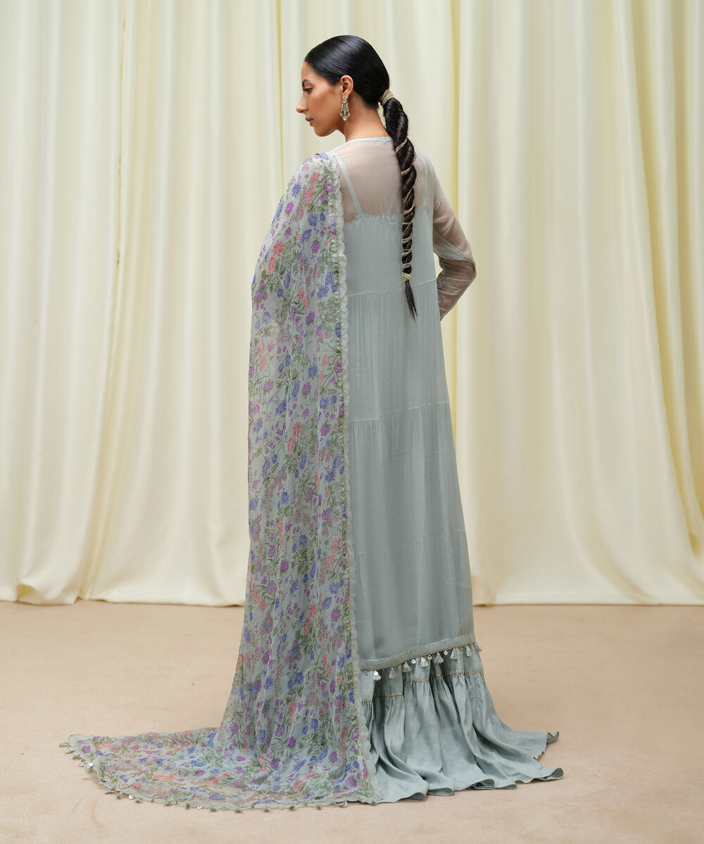 Women's Unstitched Crinkle Chiffon Dyed Three Piece Suit