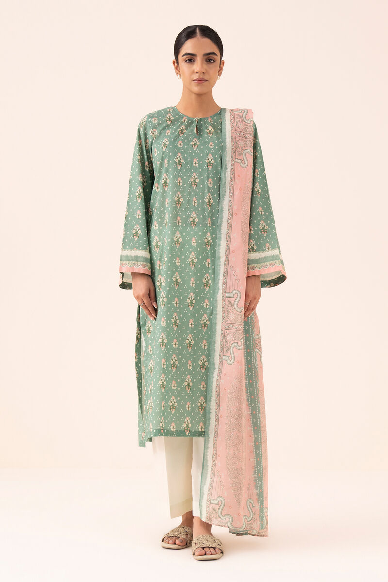 3 Piece - Printed Cotton Suit
