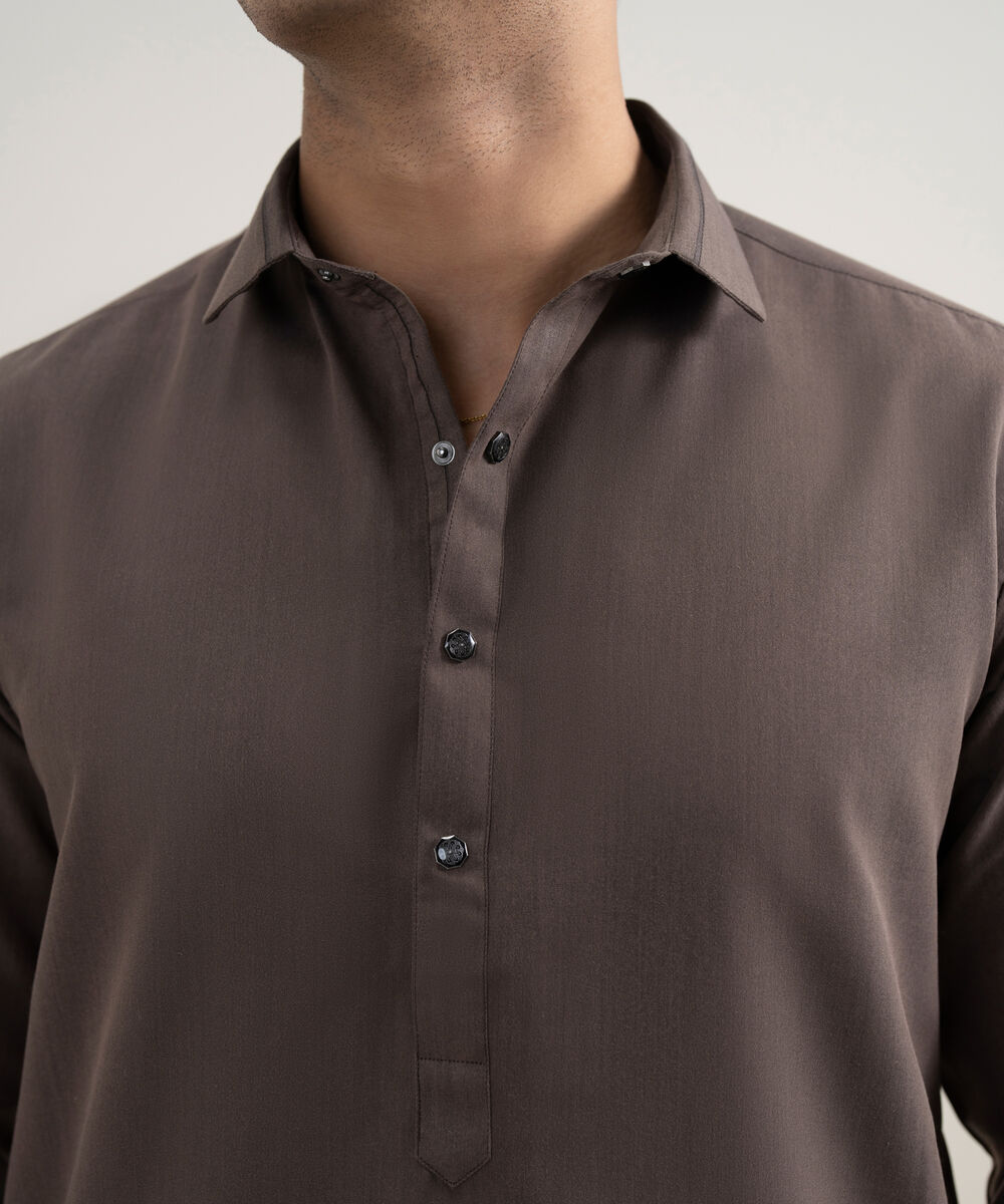 Men's Stitched Luxury Wash and Wear Brown Suit