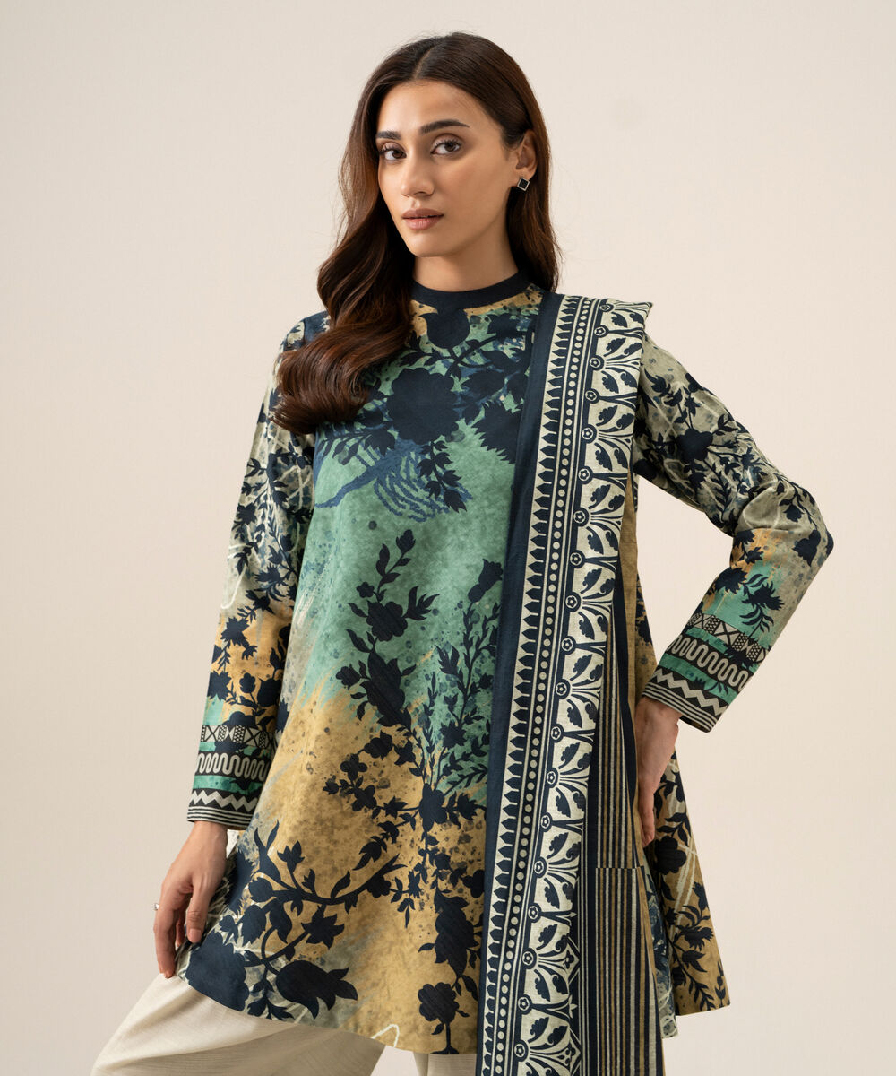 Women's Unstitched Light Khaddar Printed Multi 3 Piece Suit