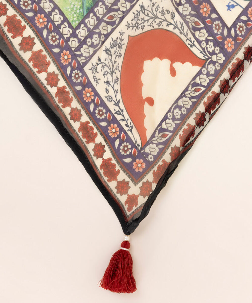 Women's Pret Printed Beige Blended Tissue Dupatta