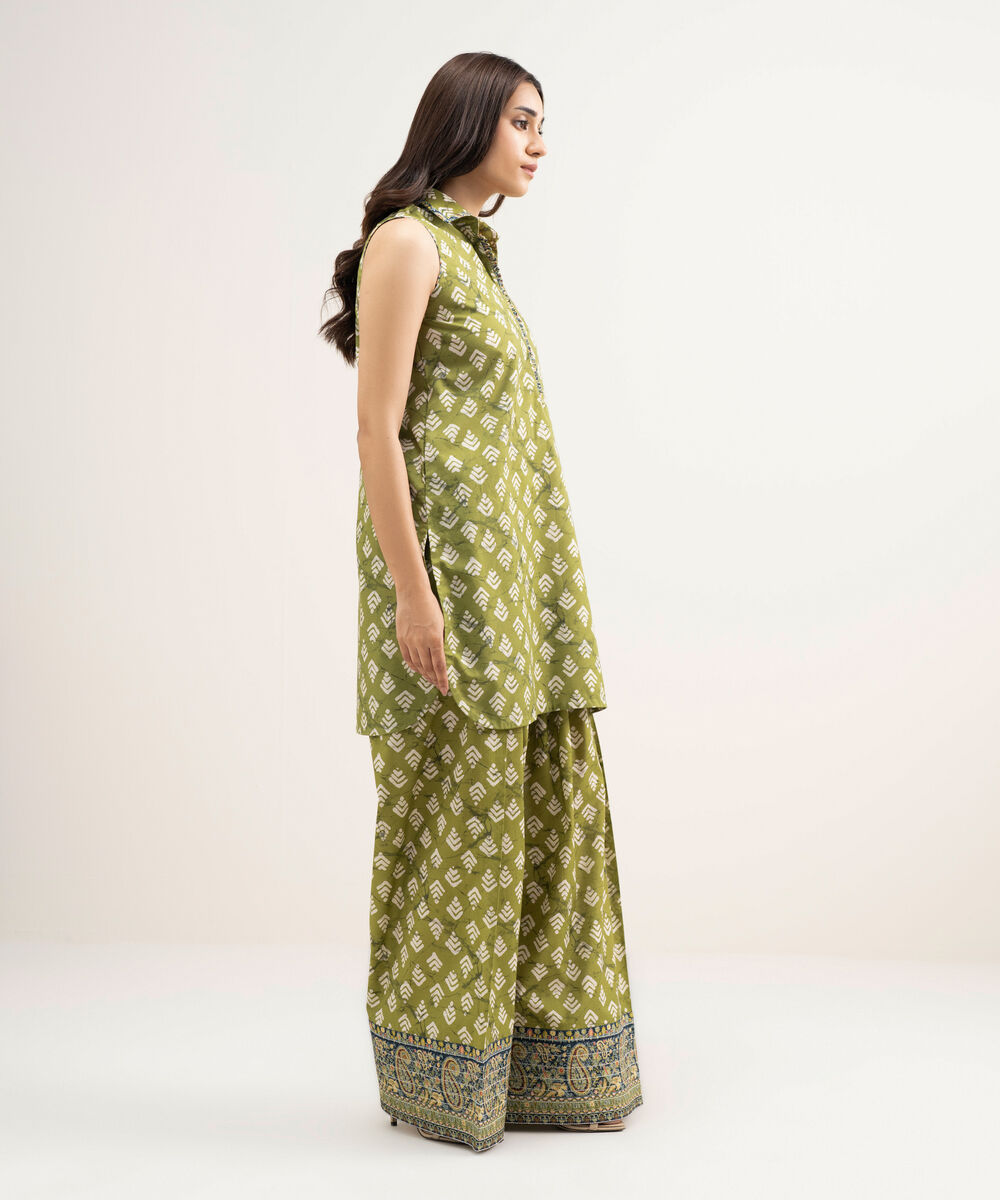 Women's Unstitched Lawn Printed Green 2 Piece Suit