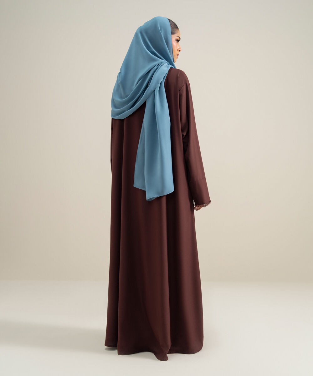 Women's Polyester Brown Front Open Regular Abbaya