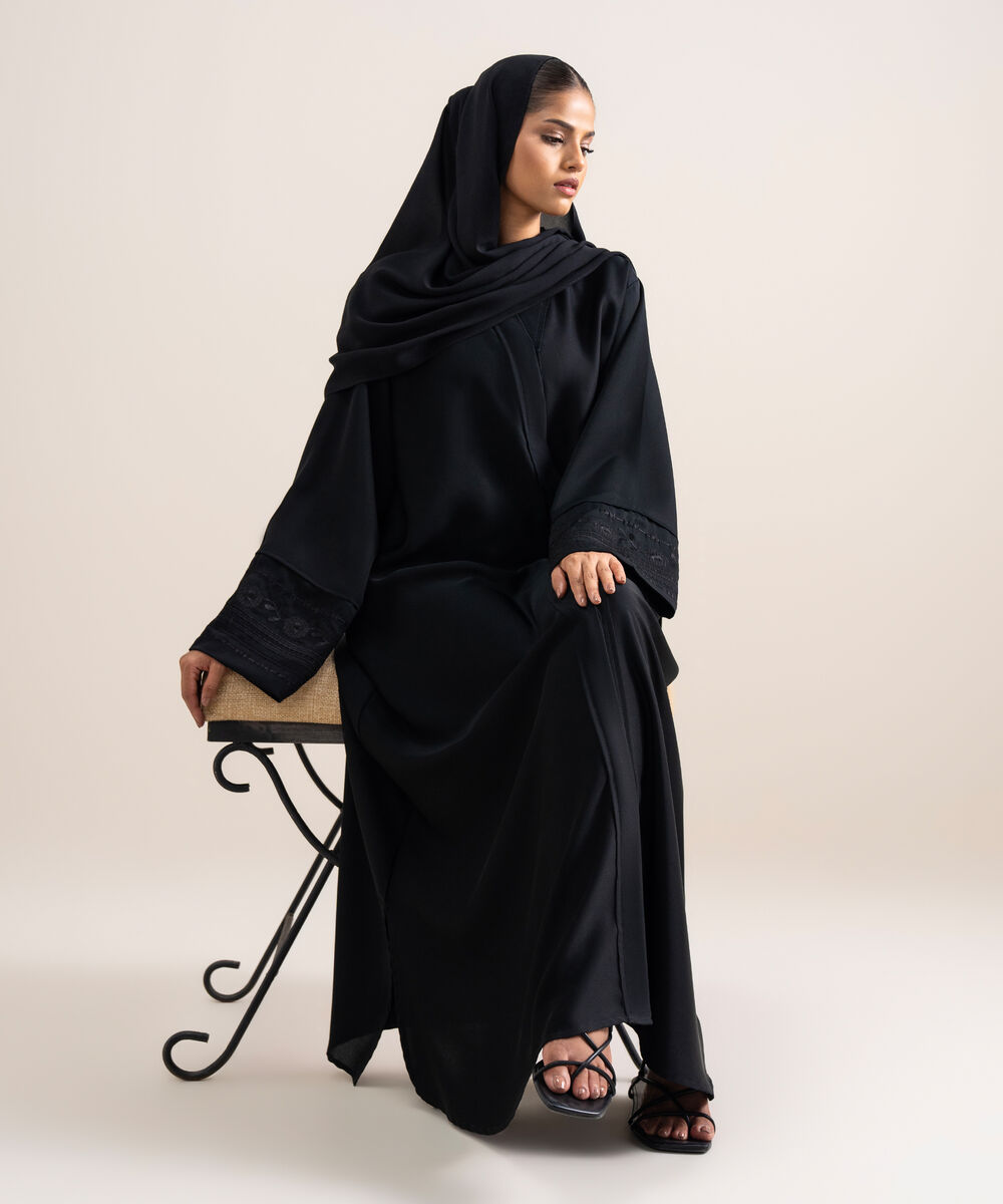 Women's Black Regular Abbaya Set