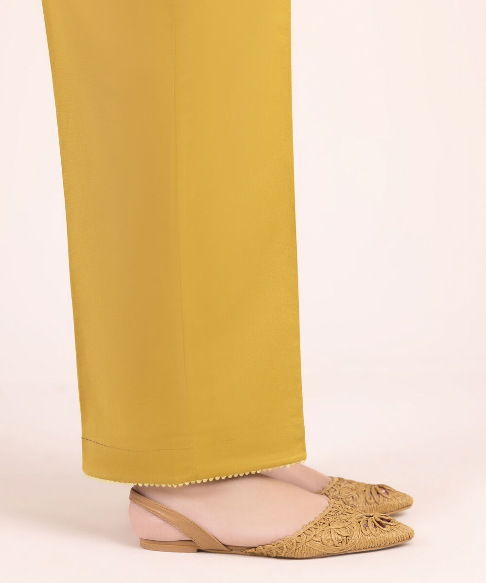 Women's RTW Multineps Solid Mustard Straight Pants