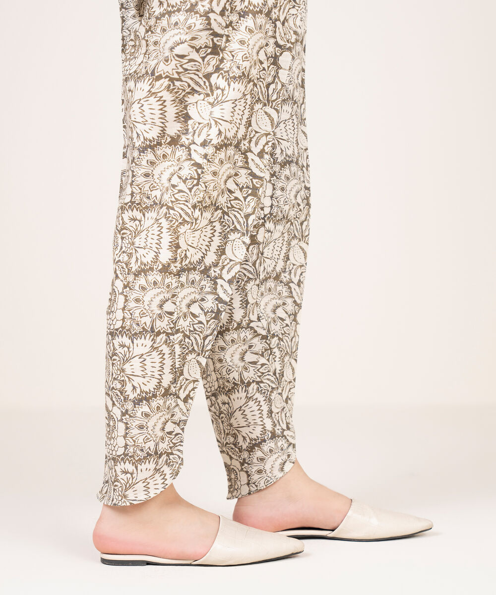 Women's RTW Light Khaddar Printed Off White Shalwar