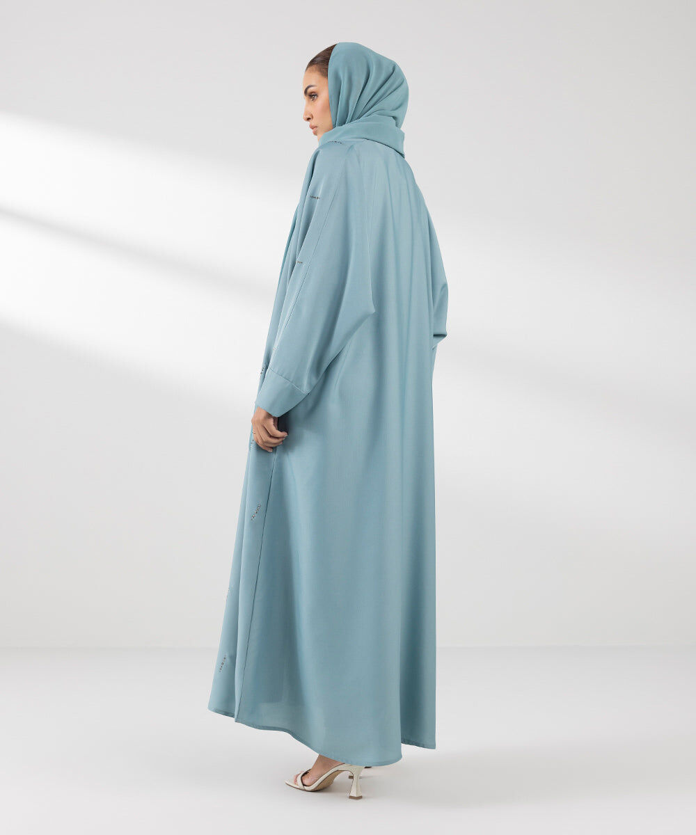 Woman - Blue Button Through Abaya Set