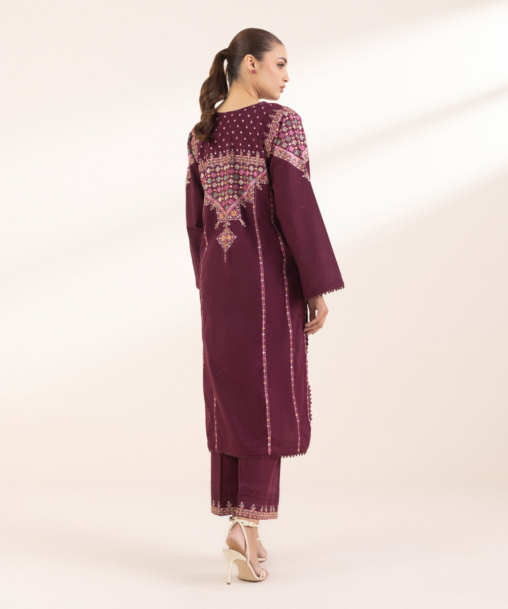 Women's Pret Multineps Pink Embroidered A-Line Shirt