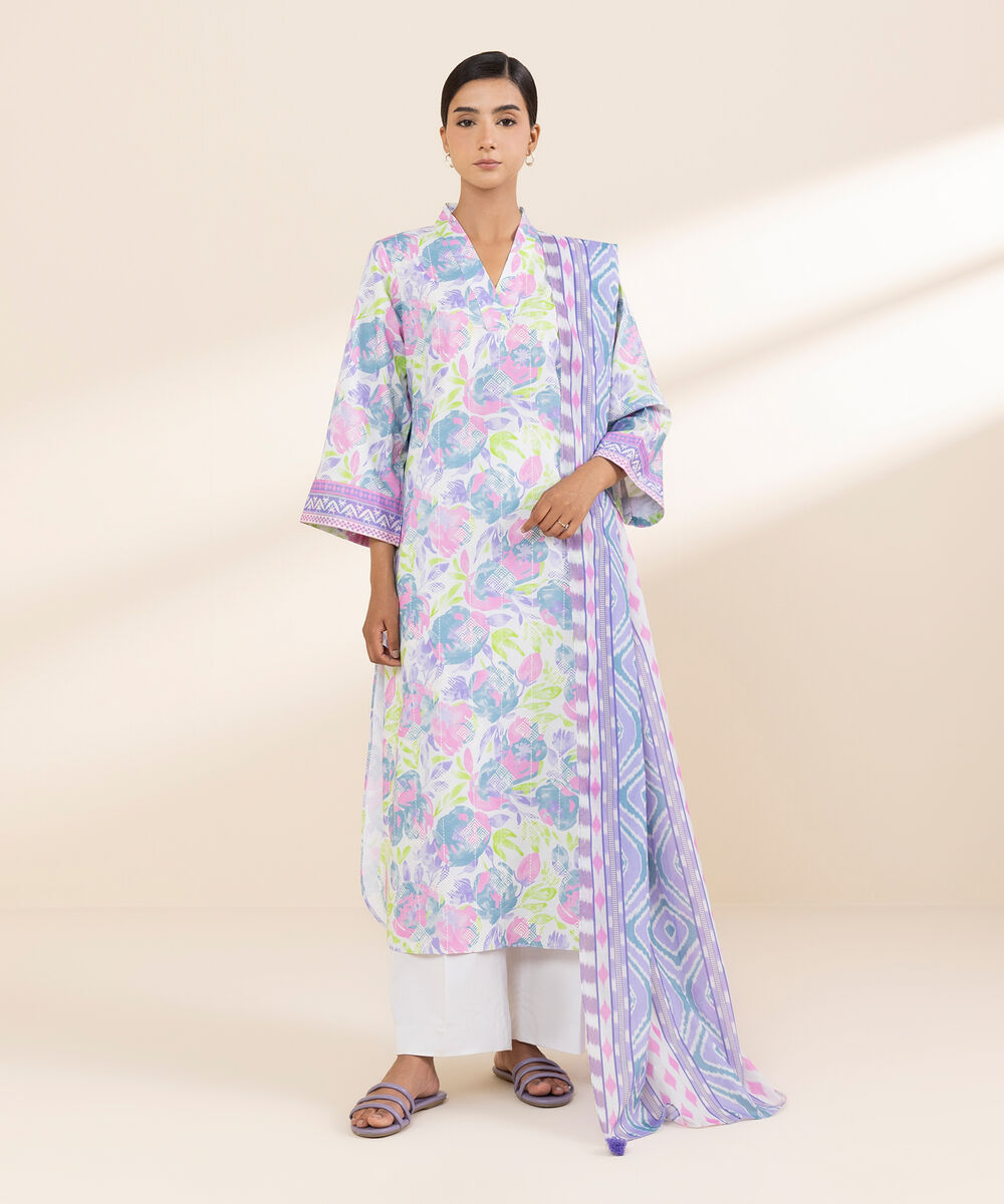 Women's Unstitched Lawn Printed Multi 2 Piece Suit