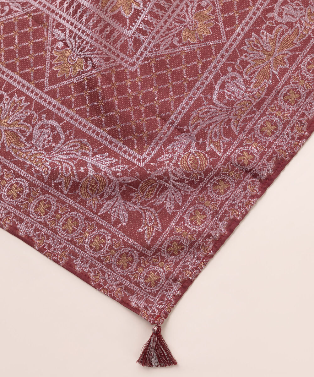 Extra Weft Jacquard Red Solid Dupatta