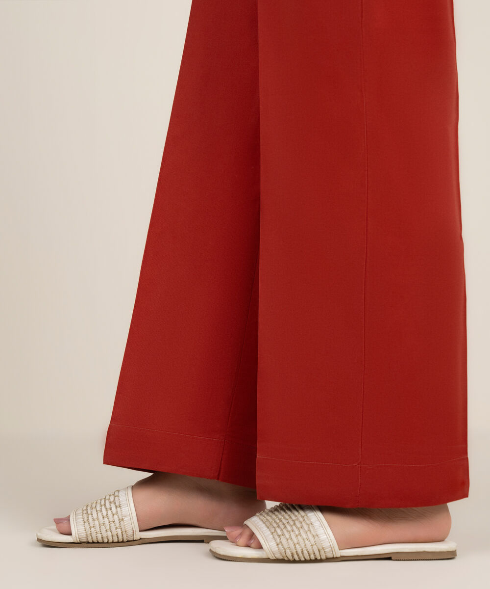 Women's RTW Cambric Solid Rust Straight Pants