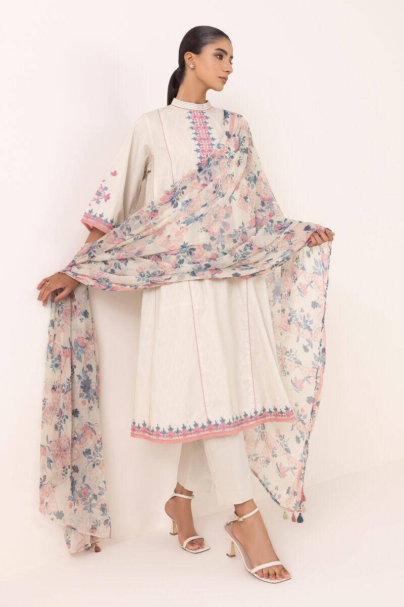 3 Piece - Embroidered Cotton Suit