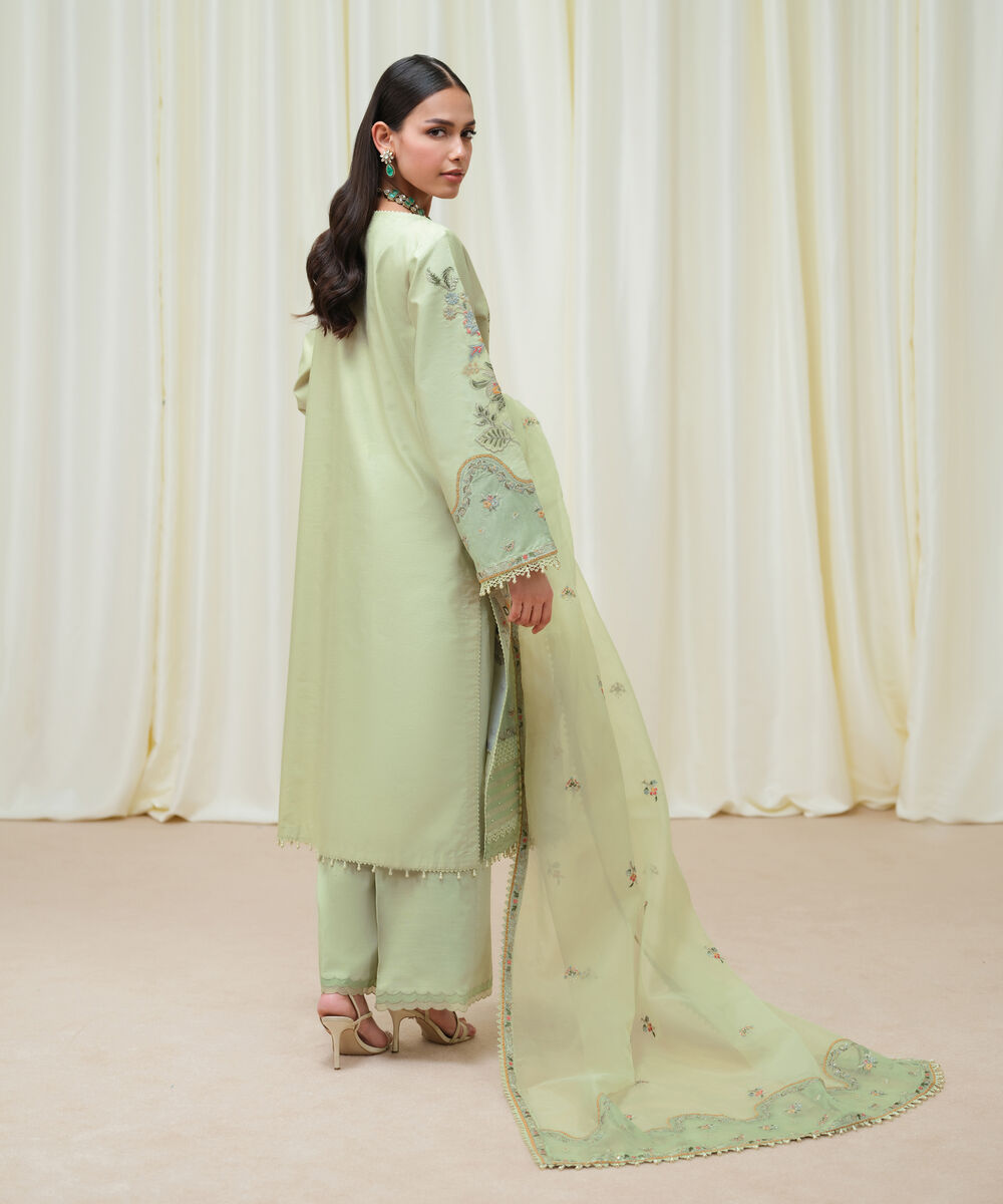 Women's Unstitched Cotton Net Dyed Three Piece Suit