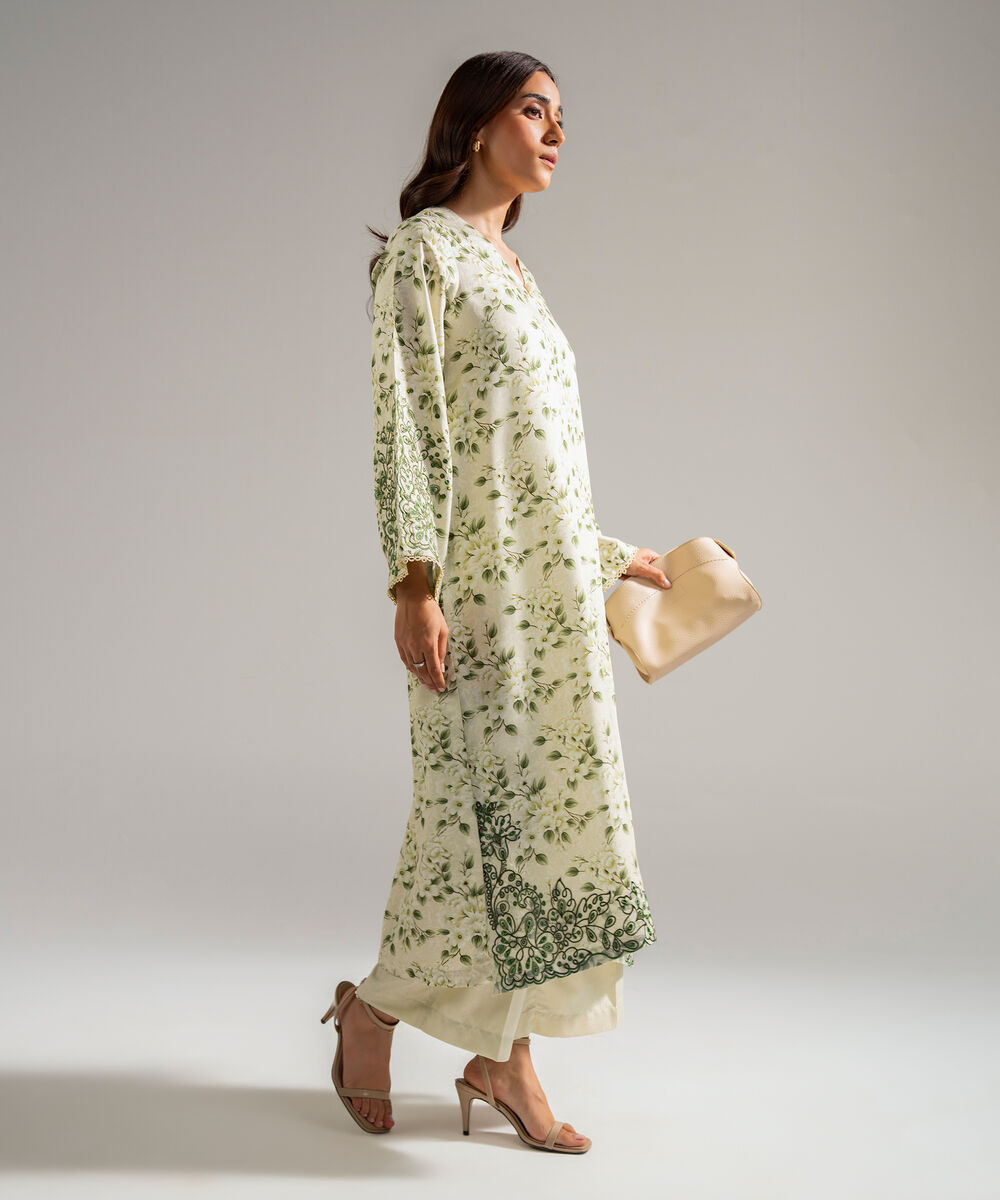 Women's RTW Self Jacquard Printed Mint Green 2 Piece Suit