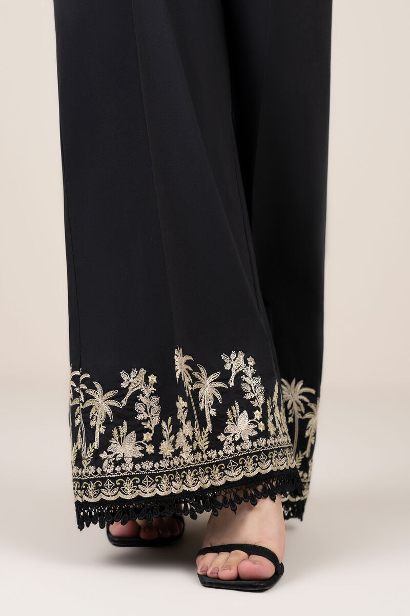 Embroidered Cotton Flared Pants