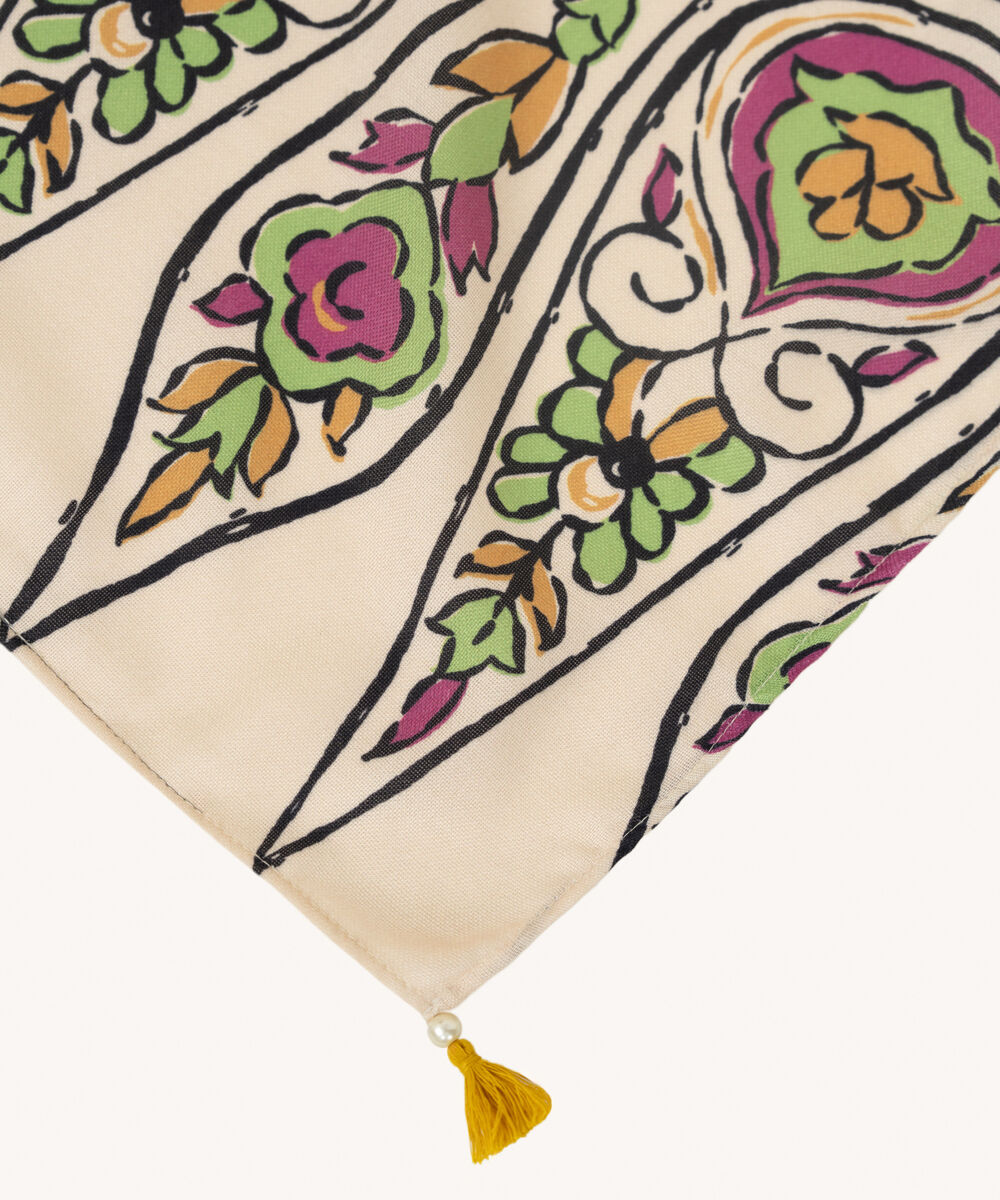 Off White Printed Blended Shawl