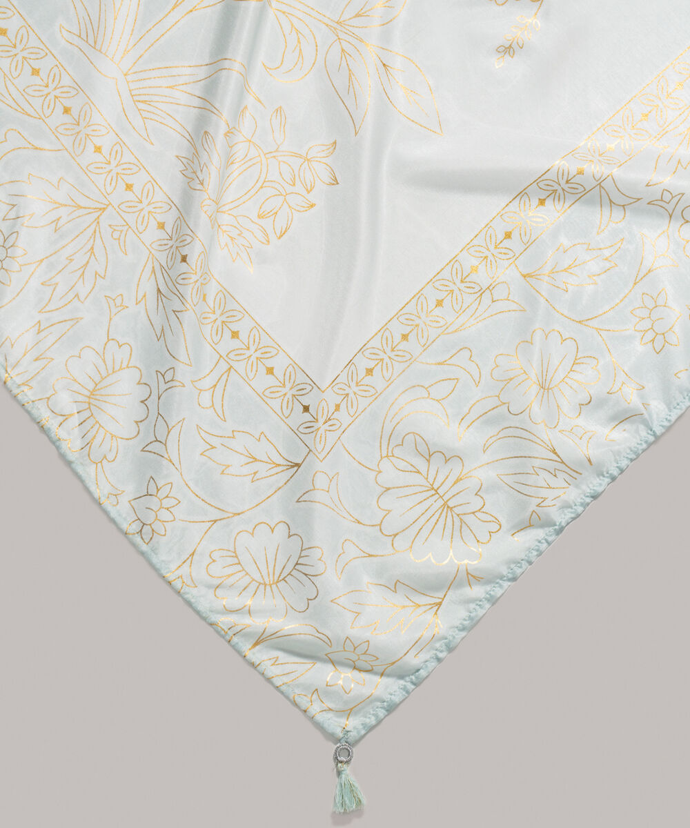 Women's RTW Blended tissue Printed Ice Blue Dupatta