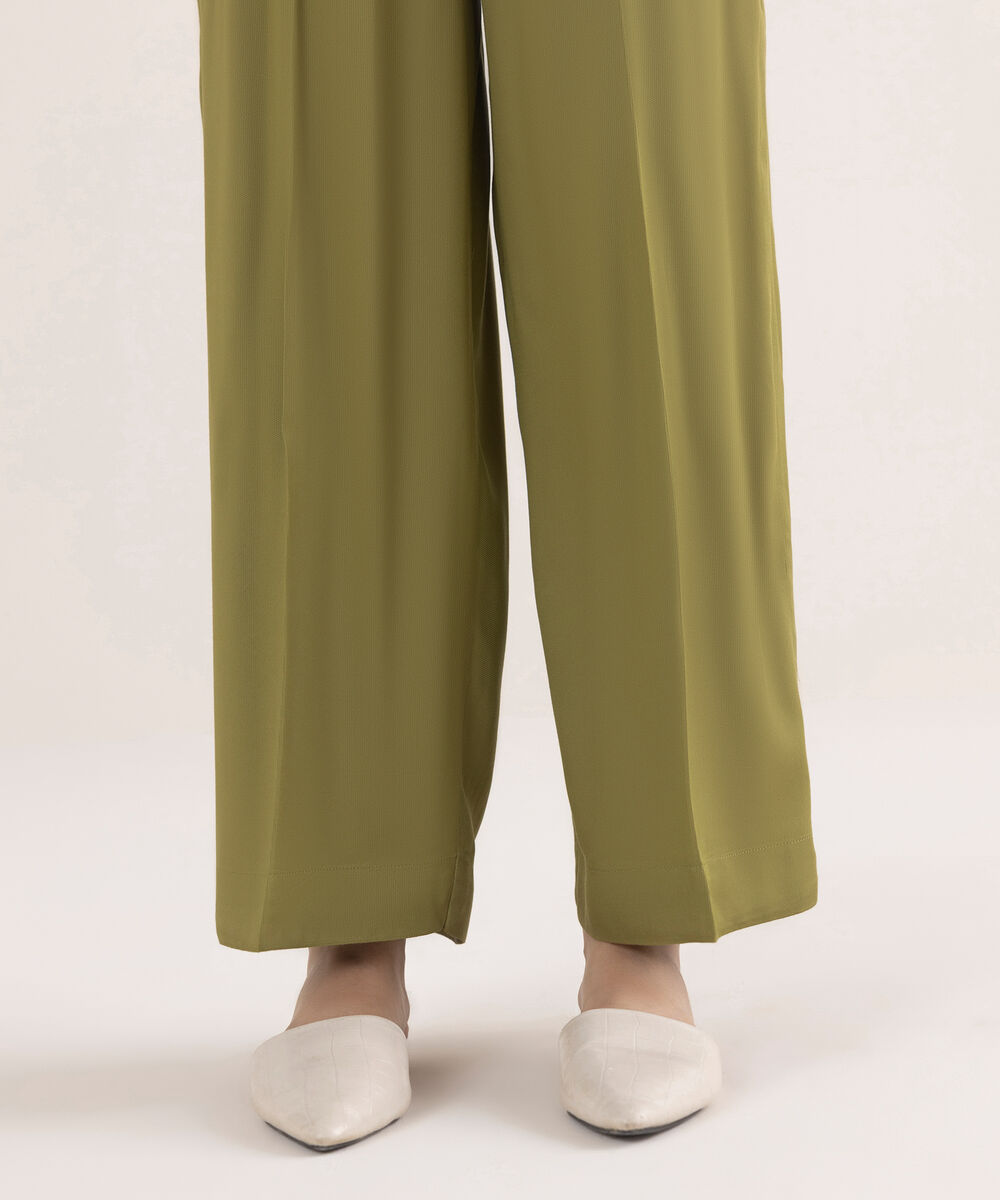 Women's RTW Bedford Solid Green Culottes