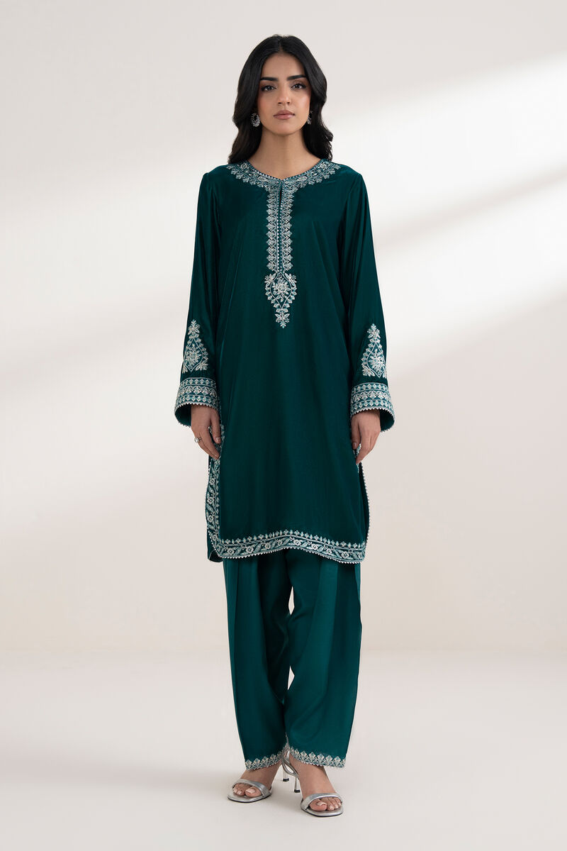 2 Piece - Embroidered Velvet Suit