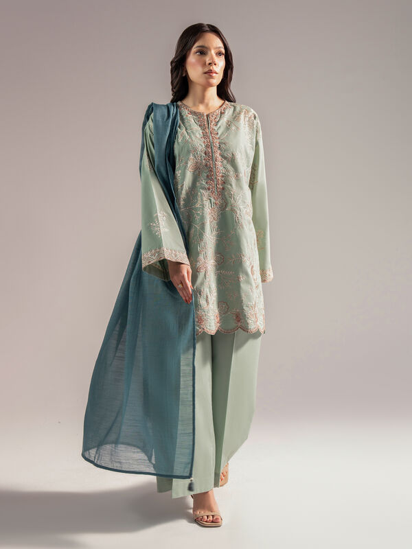 3 Piece - Embroidered Cambric Suit