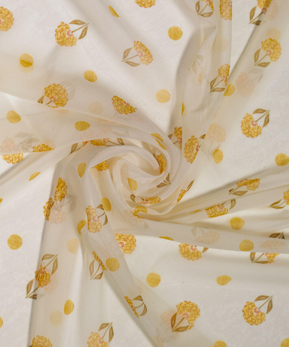 Chiffon Printed Off White Dupatta
