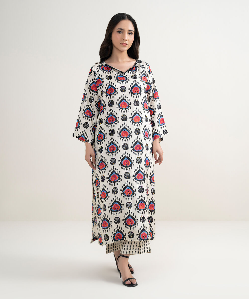 Women's RTW Habotia Grip Printed Off White 2 Piece Suit