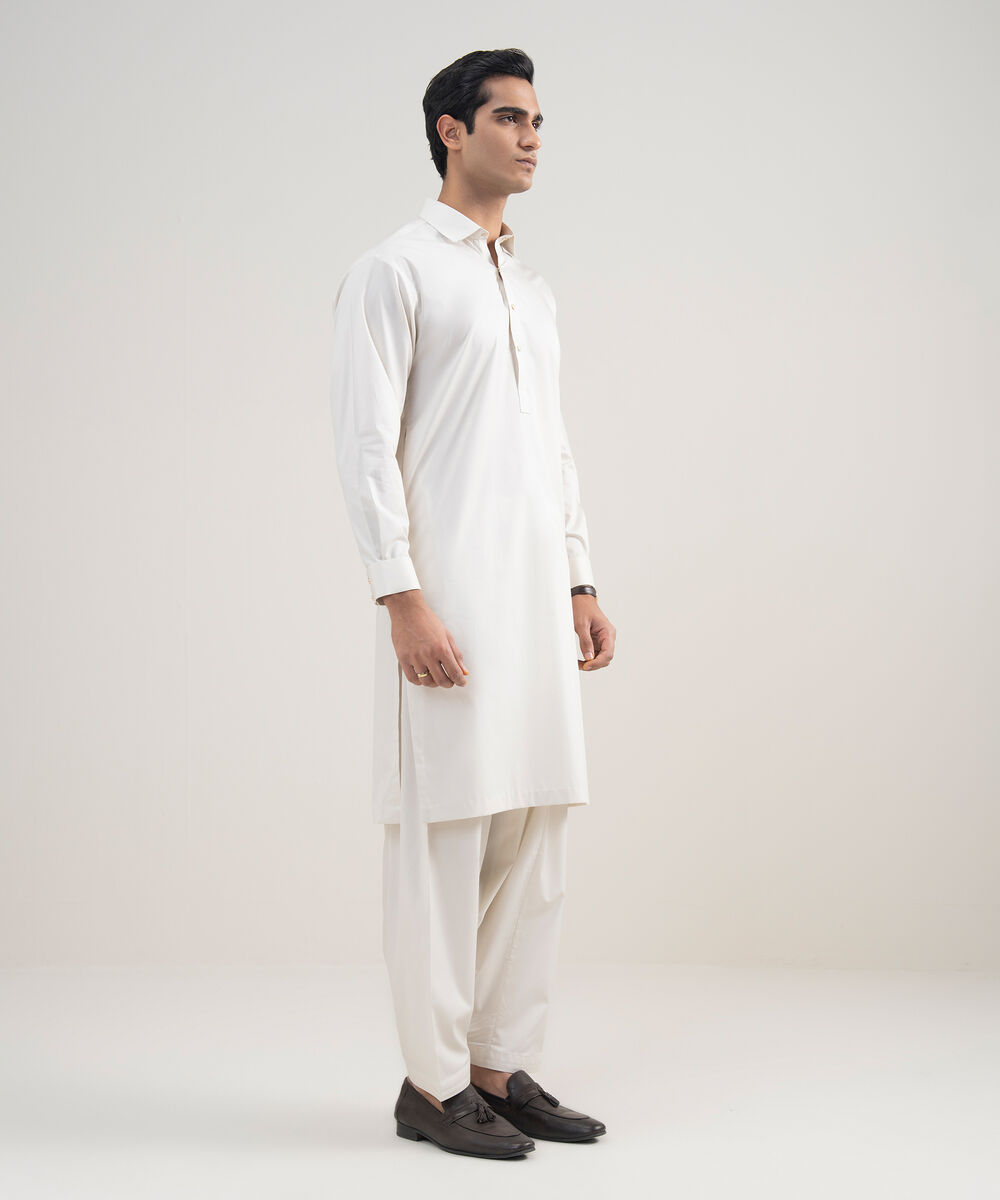 Men's Stitched Luxury Giza Cotton Beige Suit