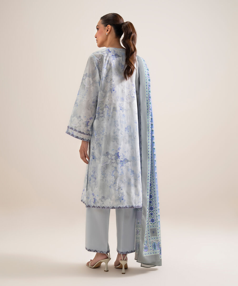 Women's Unstitched Lawn Embroidered Peach 3 Piece Suit