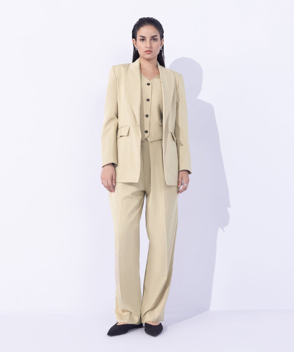 Tailored Blazer Women's Western Wear Beige Tailored Blazer