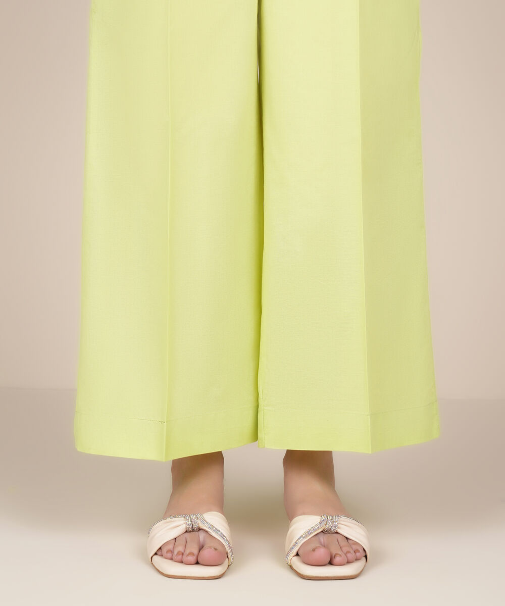 Women's RTW Cambric Yellow Solid Culottes